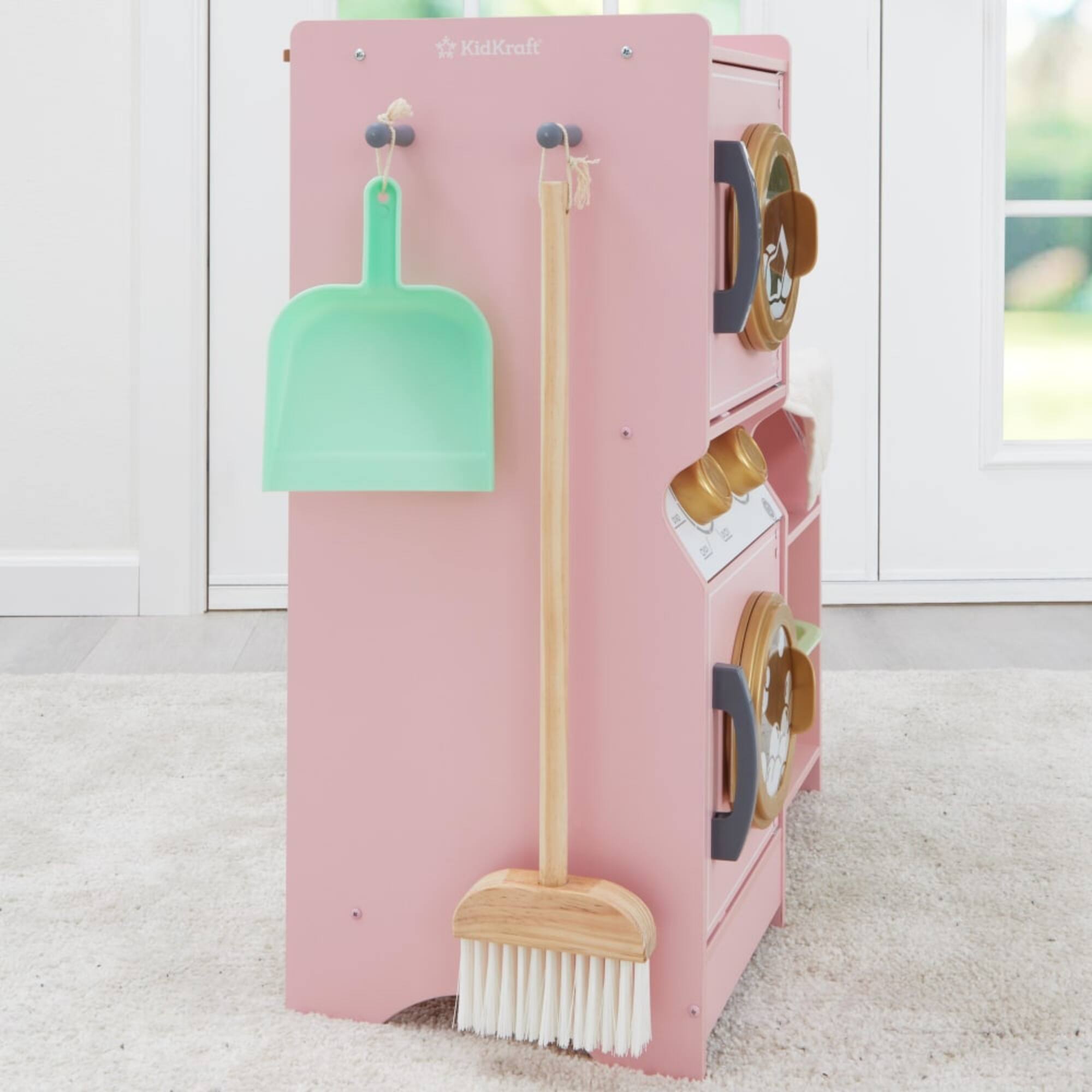 KidKraft Wooden Laundry Play Set with Stacking Washer & Dryer Toy & 4 Accessories
